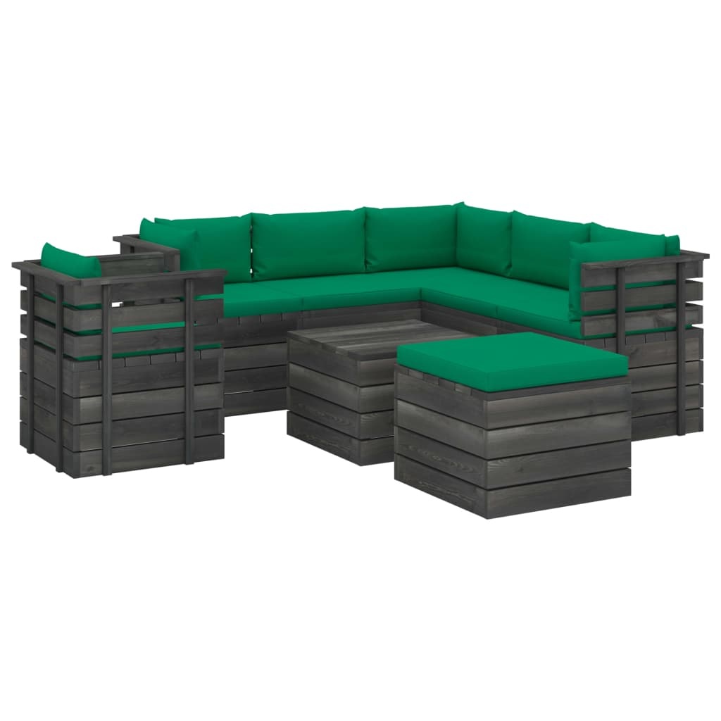 VidaXL 8-delige Loungeset met kussens pallet massief grenenhout