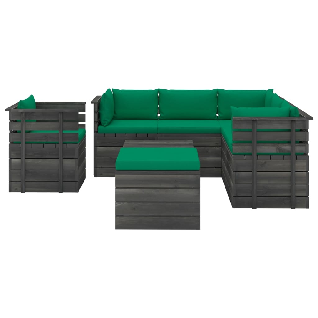 VidaXL 8-delige Loungeset met kussens pallet massief grenenhout