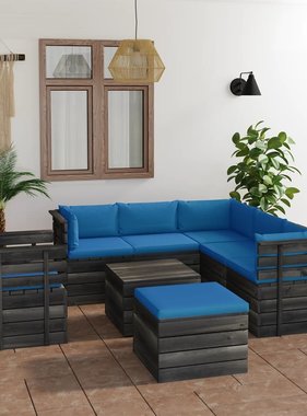 VidaXL 8-delige Loungeset met kussens pallet massief grenenhout