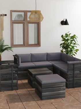 VidaXL 8-delige Loungeset met kussens pallet massief grenenhout