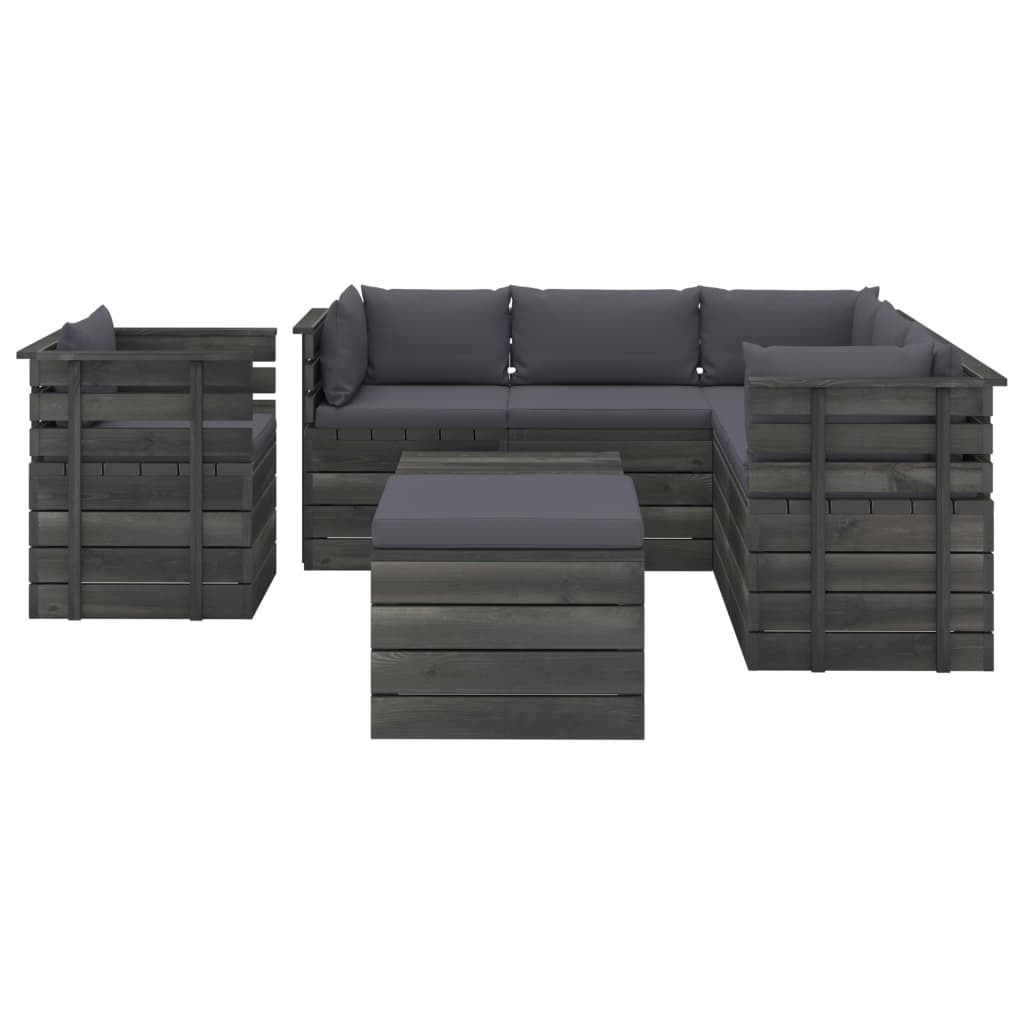 VidaXL 8-delige Loungeset met kussens pallet massief grenenhout