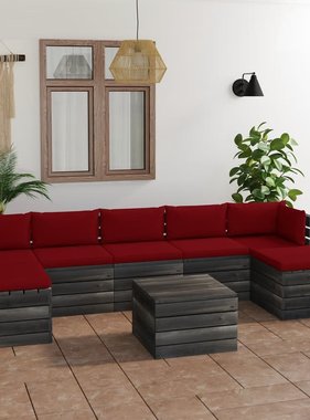 vidaXL 8-delige Loungeset met kussens pallet massief grenenhout