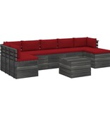 vidaXL 8-delige Loungeset met kussens pallet massief grenenhout