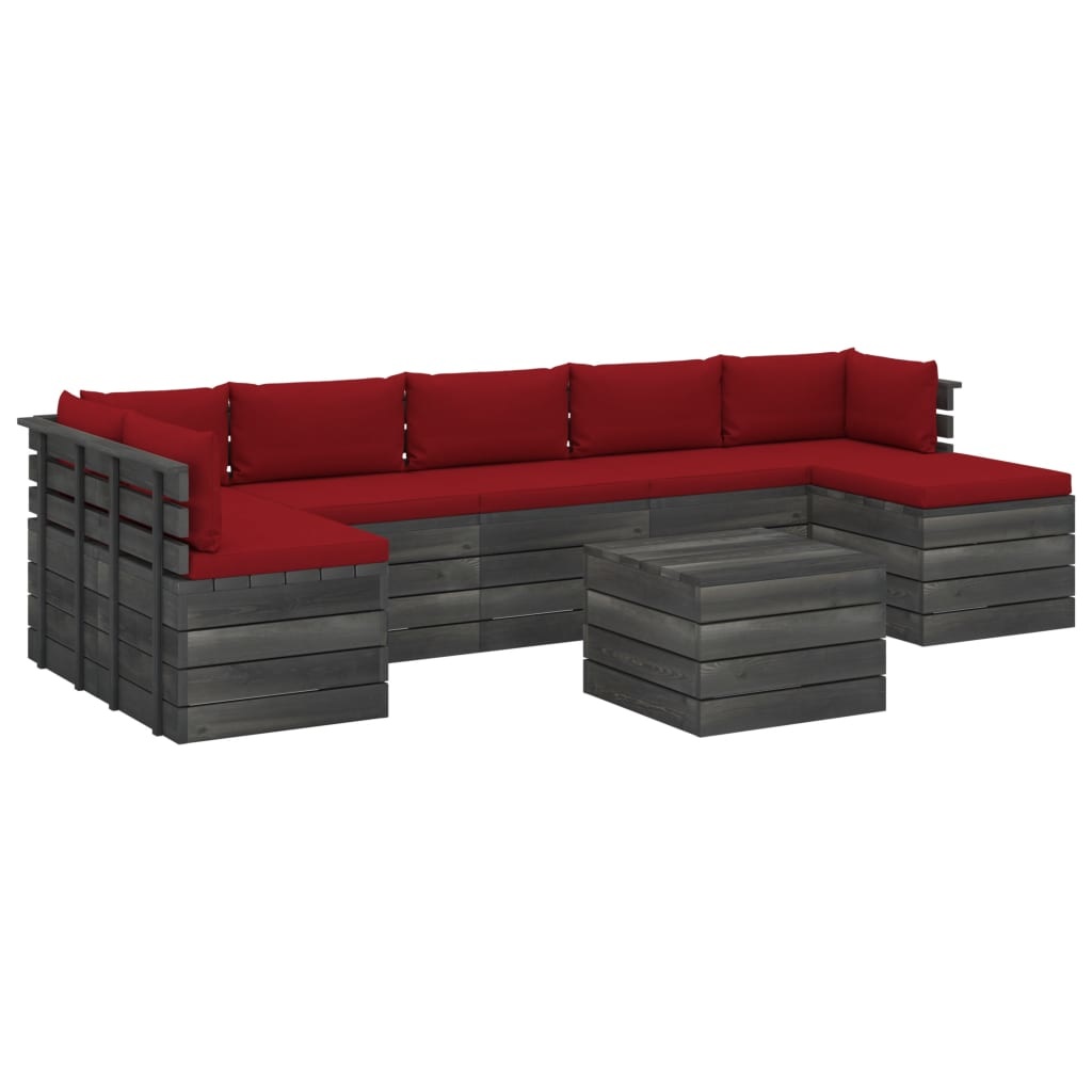 vidaXL 8-delige Loungeset met kussens pallet massief grenenhout