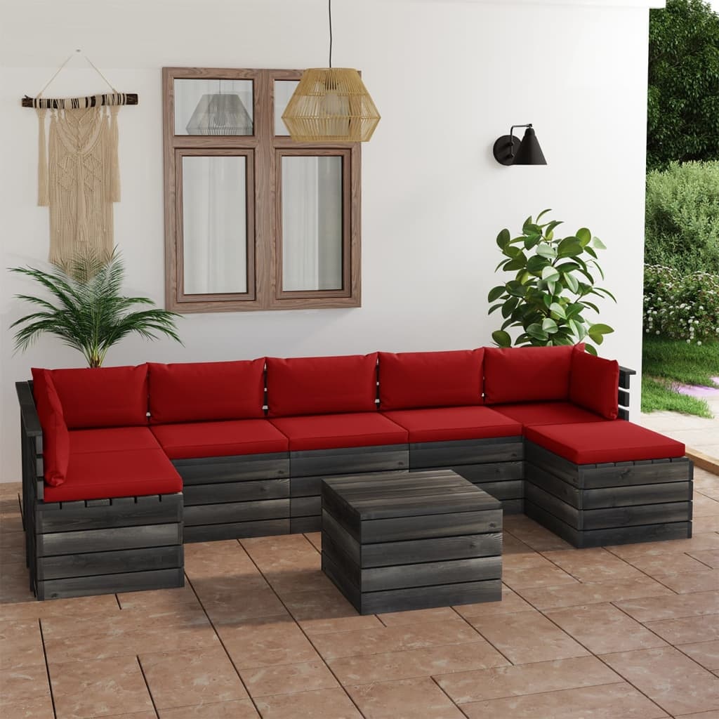 VidaXL 8-delige Loungeset met kussens pallet massief grenenhout