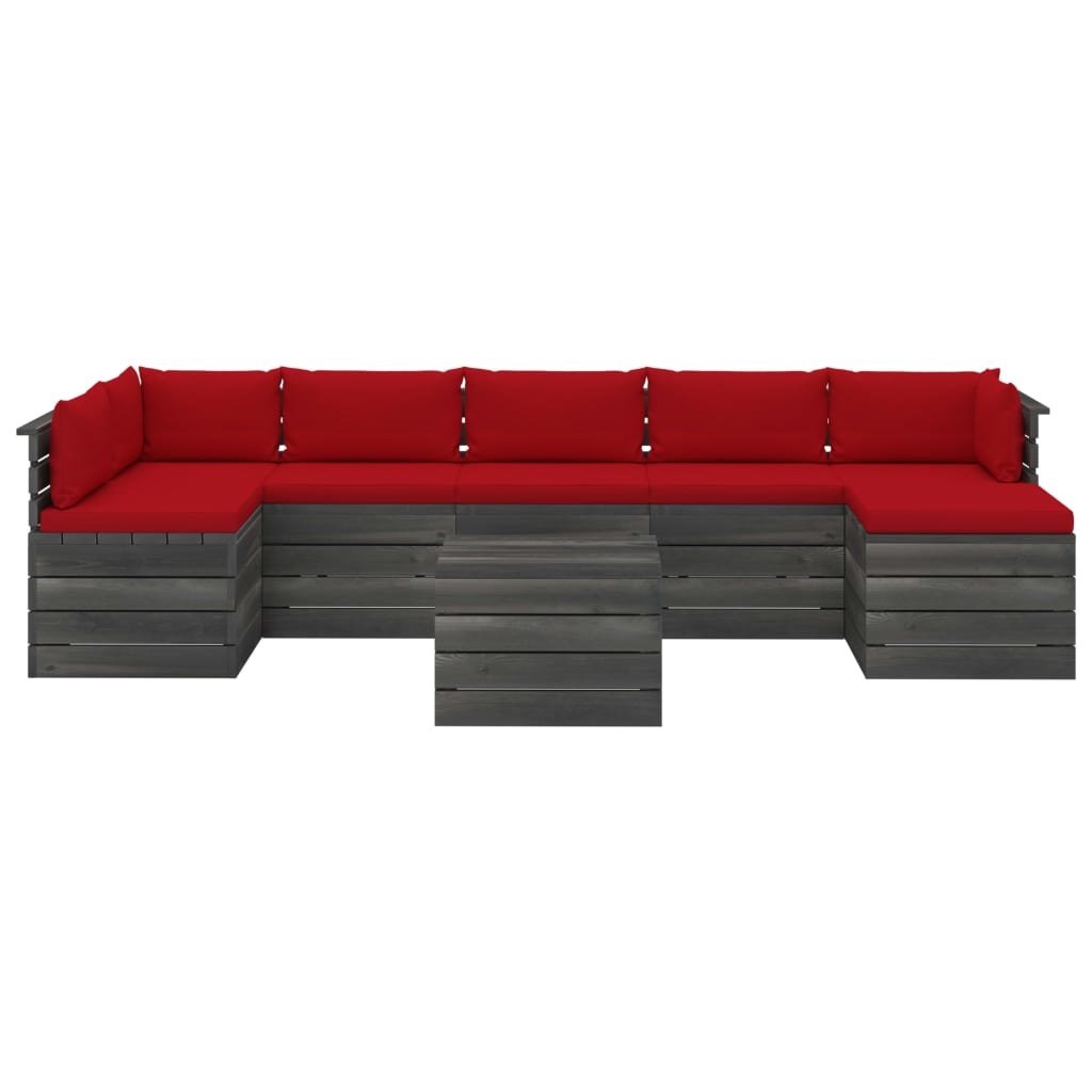 VidaXL 8-delige Loungeset met kussens pallet massief grenenhout