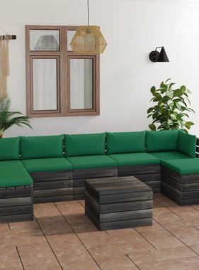 VidaXL 8-delige Loungeset met kussens pallet massief grenenhout