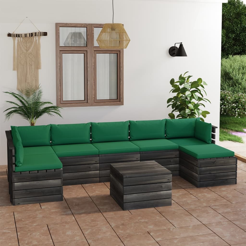 VidaXL 8-delige Loungeset met kussens pallet massief grenenhout
