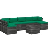 VidaXL 8-delige Loungeset met kussens pallet massief grenenhout