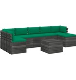 vidaXL 8-delige Loungeset met kussens pallet massief grenenhout