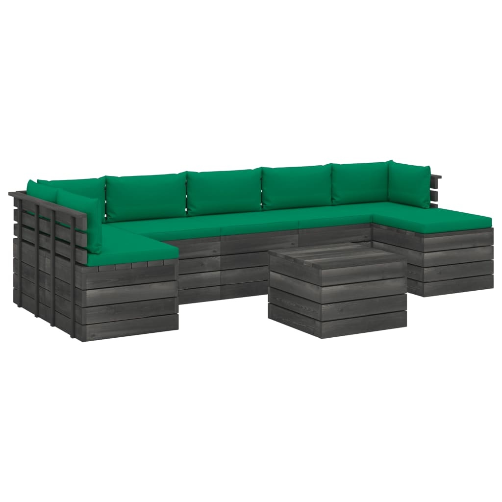 vidaXL 8-delige Loungeset met kussens pallet massief grenenhout