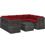 VidaXL 9-delige Loungeset met kussens pallet massief grenenhout