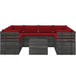 VidaXL 9-delige Loungeset met kussens pallet massief grenenhout