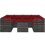 vidaXL 9-delige Loungeset met kussens pallet massief grenenhout