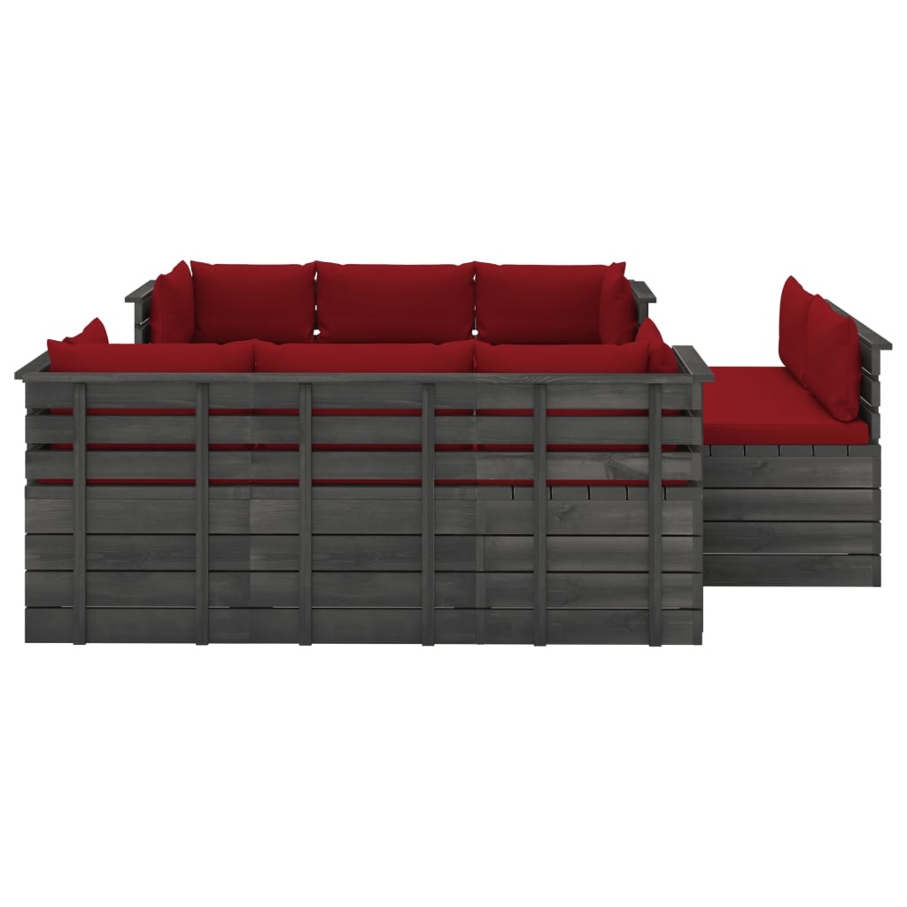 VidaXL 9-delige Loungeset met kussens pallet massief grenenhout