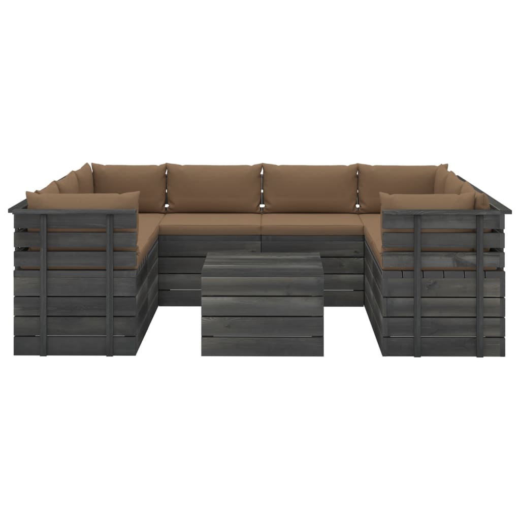 VidaXL 9-delige Loungeset met kussens pallet massief grenenhout