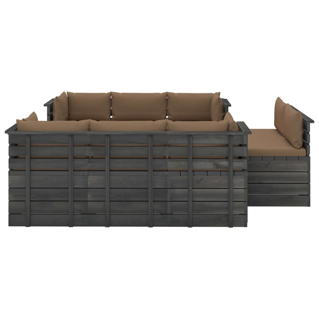 VidaXL 9-delige Loungeset met kussens pallet massief grenenhout