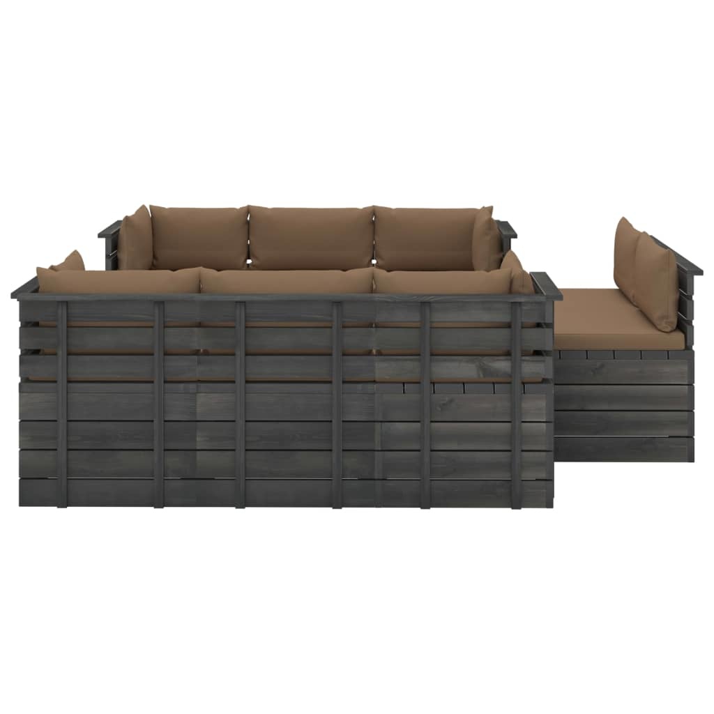 vidaXL 9-delige Loungeset met kussens pallet massief grenenhout