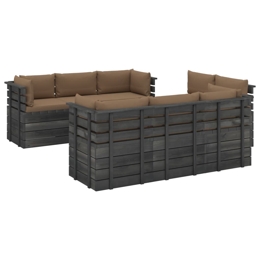 vidaXL 9-delige Loungeset met kussens pallet massief grenenhout