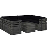 vidaXL 9-delige Loungeset met kussens pallet massief grenenhout