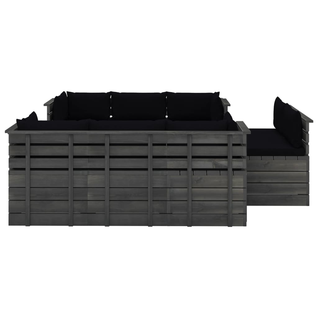 VidaXL 9-delige Loungeset met kussens pallet massief grenenhout