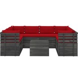 VidaXL 9-delige Loungeset met kussens pallet massief grenenhout