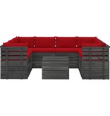 vidaXL 9-delige Loungeset met kussens pallet massief grenenhout