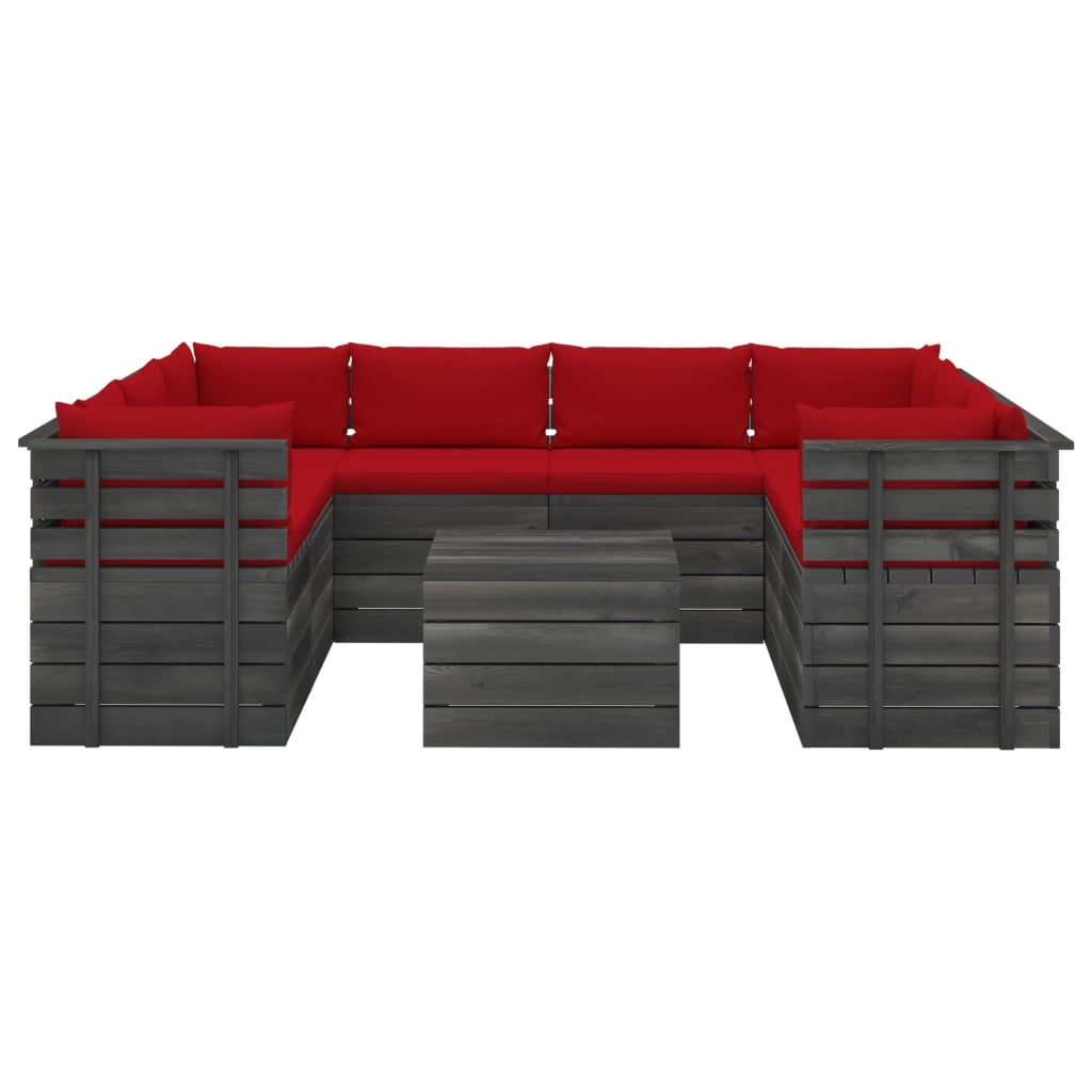 vidaXL 9-delige Loungeset met kussens pallet massief grenenhout