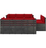 VidaXL 9-delige Loungeset met kussens pallet massief grenenhout