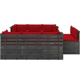 vidaXL 9-delige Loungeset met kussens pallet massief grenenhout