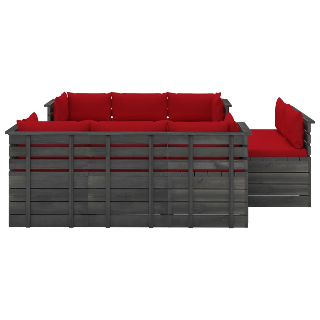 VidaXL 9-delige Loungeset met kussens pallet massief grenenhout