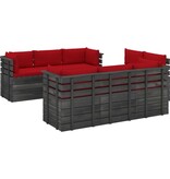 vidaXL 9-delige Loungeset met kussens pallet massief grenenhout