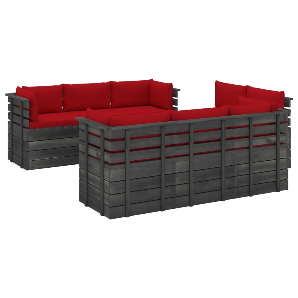 VidaXL 9-delige Loungeset met kussens pallet massief grenenhout