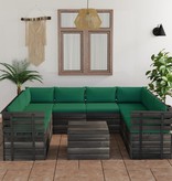 vidaXL 9-delige Loungeset met kussens pallet massief grenenhout