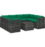 vidaXL 9-delige Loungeset met kussens pallet massief grenenhout