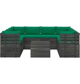 VidaXL 9-delige Loungeset met kussens pallet massief grenenhout