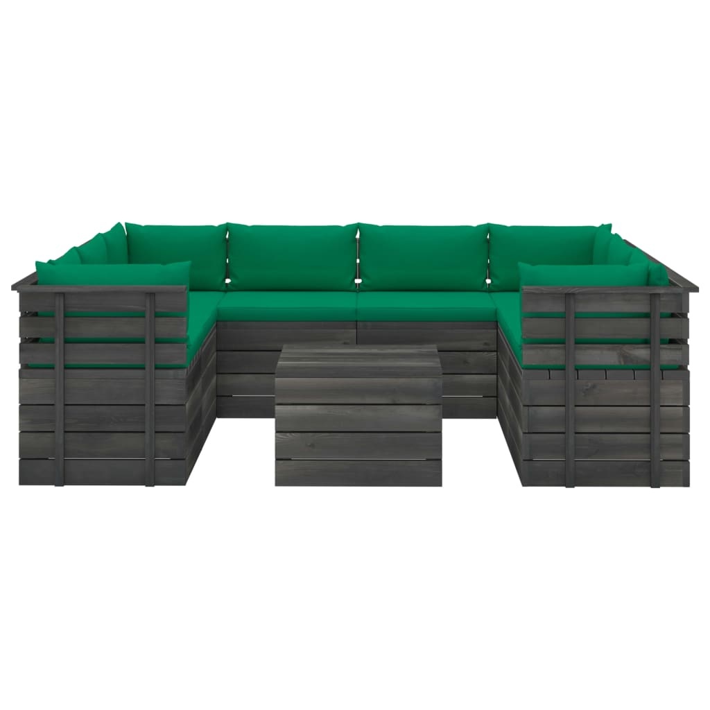 VidaXL 9-delige Loungeset met kussens pallet massief grenenhout