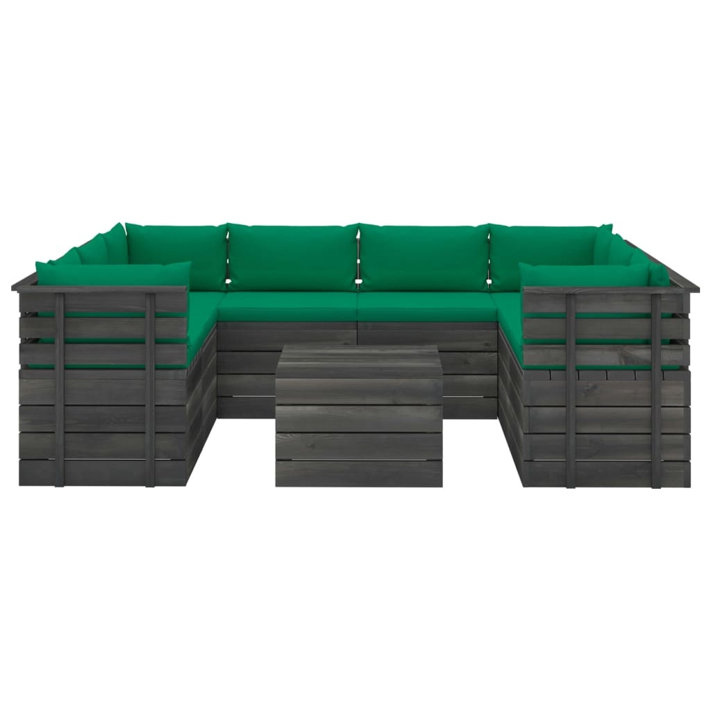 vidaXL 9-delige Loungeset met kussens pallet massief grenenhout