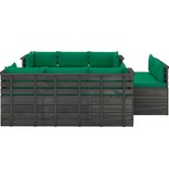 vidaXL 9-delige Loungeset met kussens pallet massief grenenhout