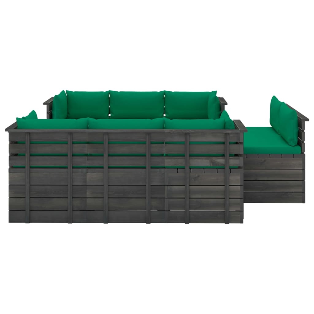 VidaXL 9-delige Loungeset met kussens pallet massief grenenhout