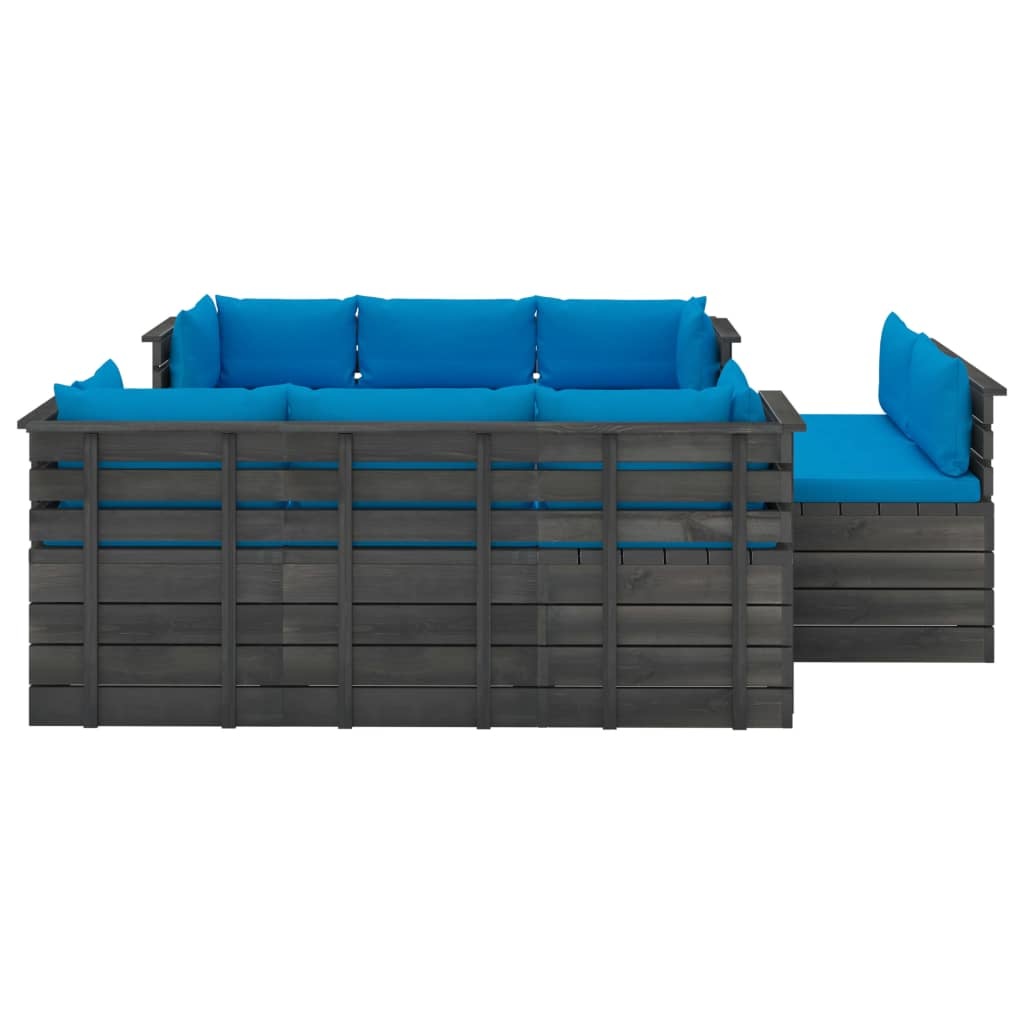 VidaXL 9-delige Loungeset met kussens pallet massief grenenhout