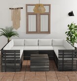 vidaXL 9-delige Loungeset met kussens pallet massief grenenhout