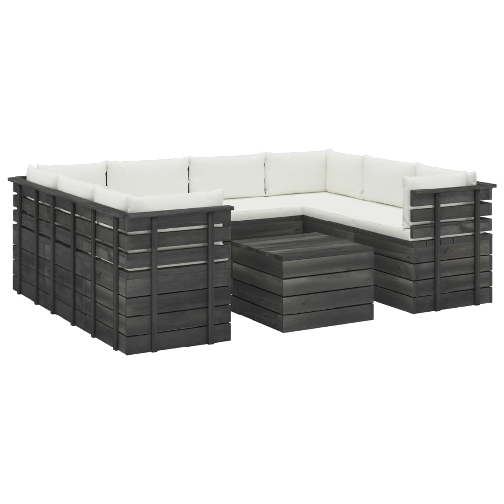 vidaXL 9-delige Loungeset met kussens pallet massief grenenhout