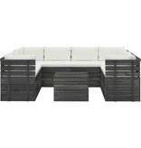 VidaXL 9-delige Loungeset met kussens pallet massief grenenhout