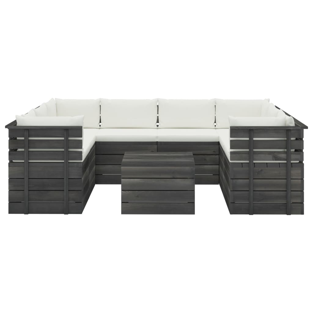 vidaXL 9-delige Loungeset met kussens pallet massief grenenhout