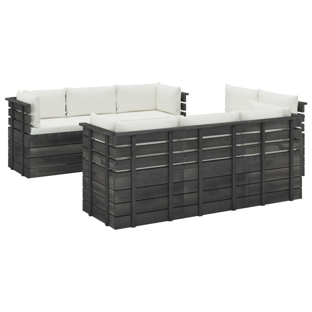 vidaXL 9-delige Loungeset met kussens pallet massief grenenhout