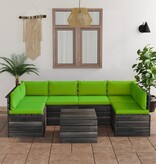 vidaXL 7-delige Loungeset met kussens pallet massief grenenhout