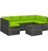 vidaXL 7-delige Loungeset met kussens pallet massief grenenhout