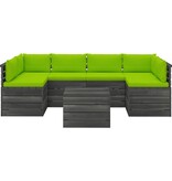 VidaXL 7-delige Loungeset met kussens pallet massief grenenhout