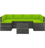 vidaXL 7-delige Loungeset met kussens pallet massief grenenhout